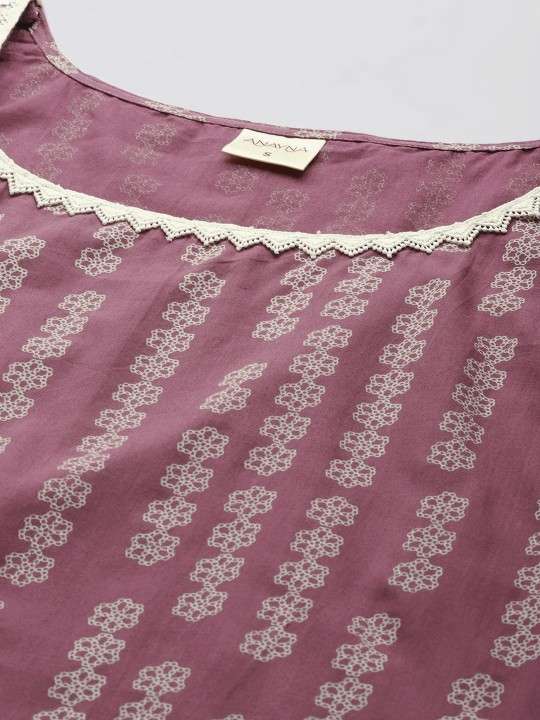 Women's Rayon Printed Straight Kurti With Pant Set - Image 6